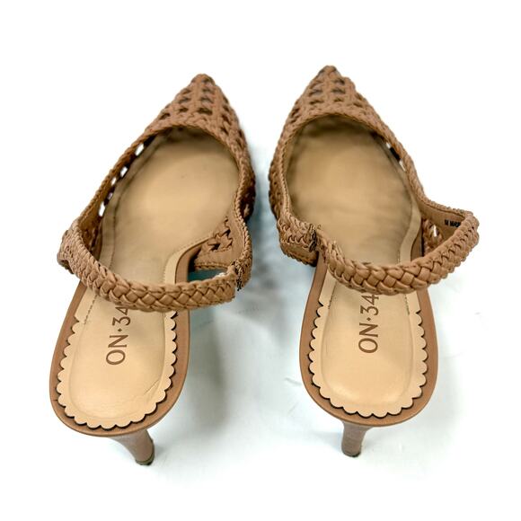 On 34th Monikaa Pointed-Toe Slingback Pumps Heels Size 6M Walnut Woven NWT / BOX - Picture 7 of 8